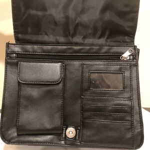 Black Leather Messenger Travel Bag